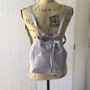 Gray Drawstring Backpack with Soft Vinyl Material